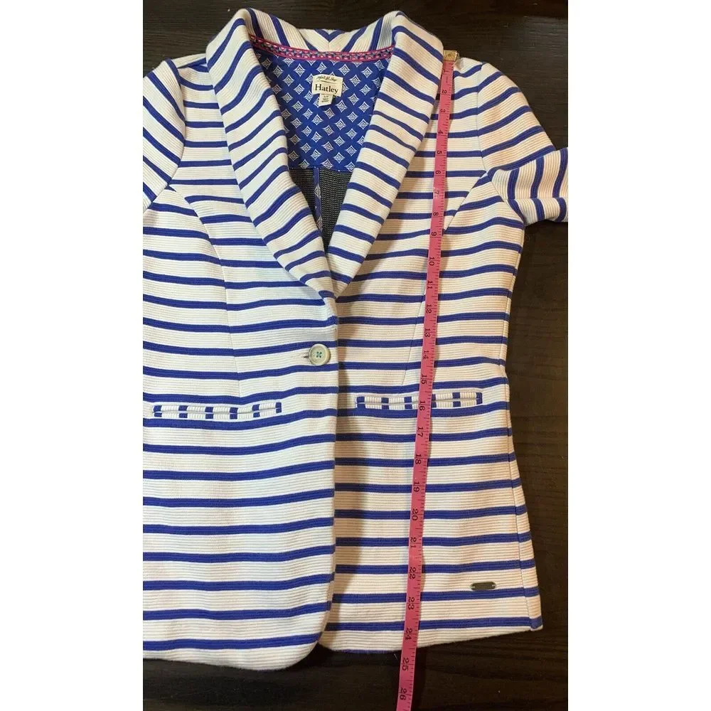 Hatley Nautical Striped Jacket Blazer Womens Small‎ Stretch Preppy Country Club